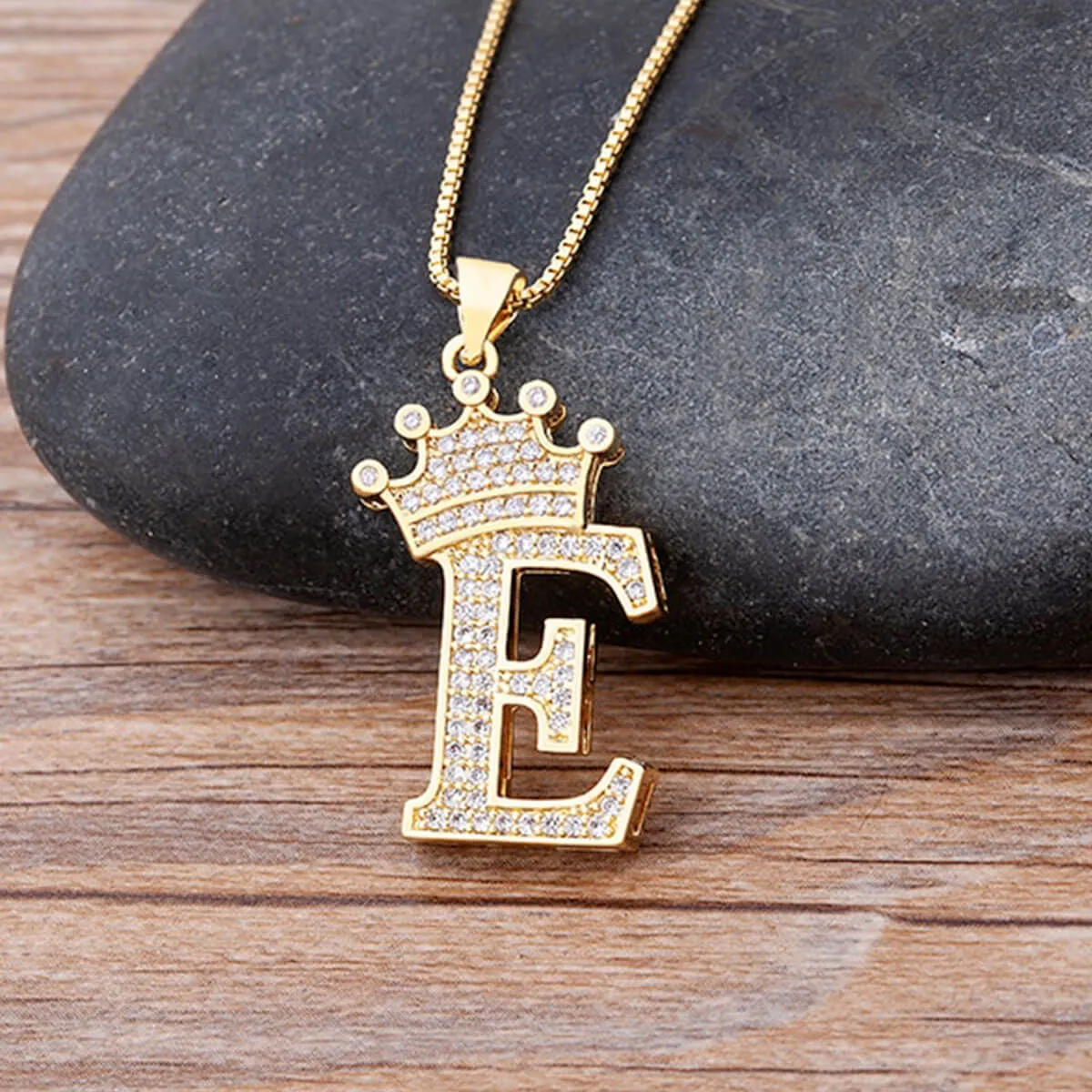 A-Z Crown Golden Alphabet Necklace Chain - Image 11
