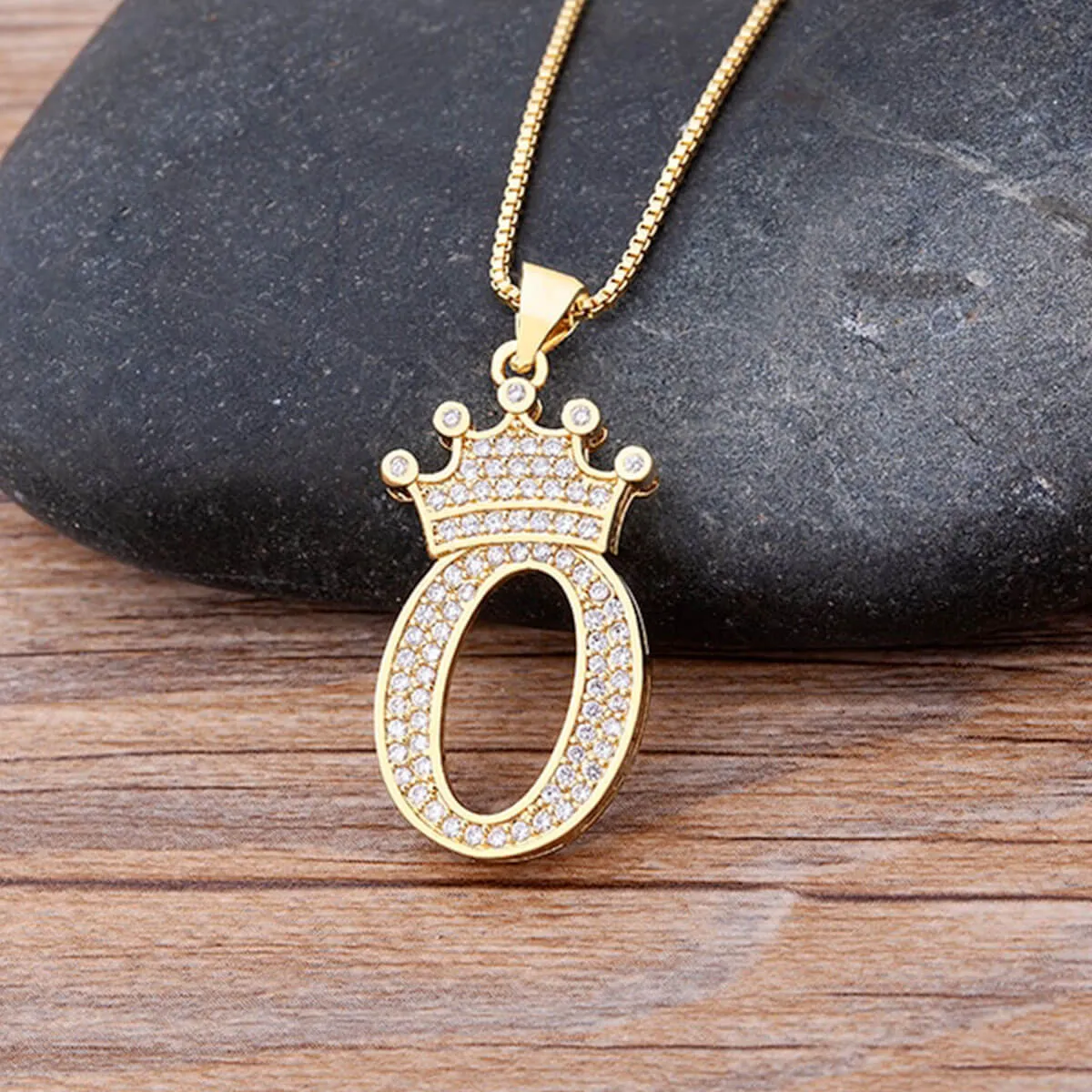 A-Z Crown Golden Alphabet Necklace Chain - Image 21