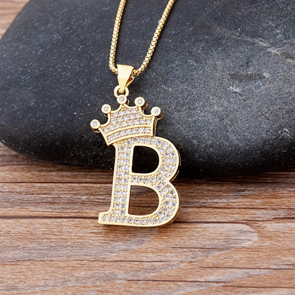 A-Z Crown Golden Alphabet Necklace Chain - Image 8