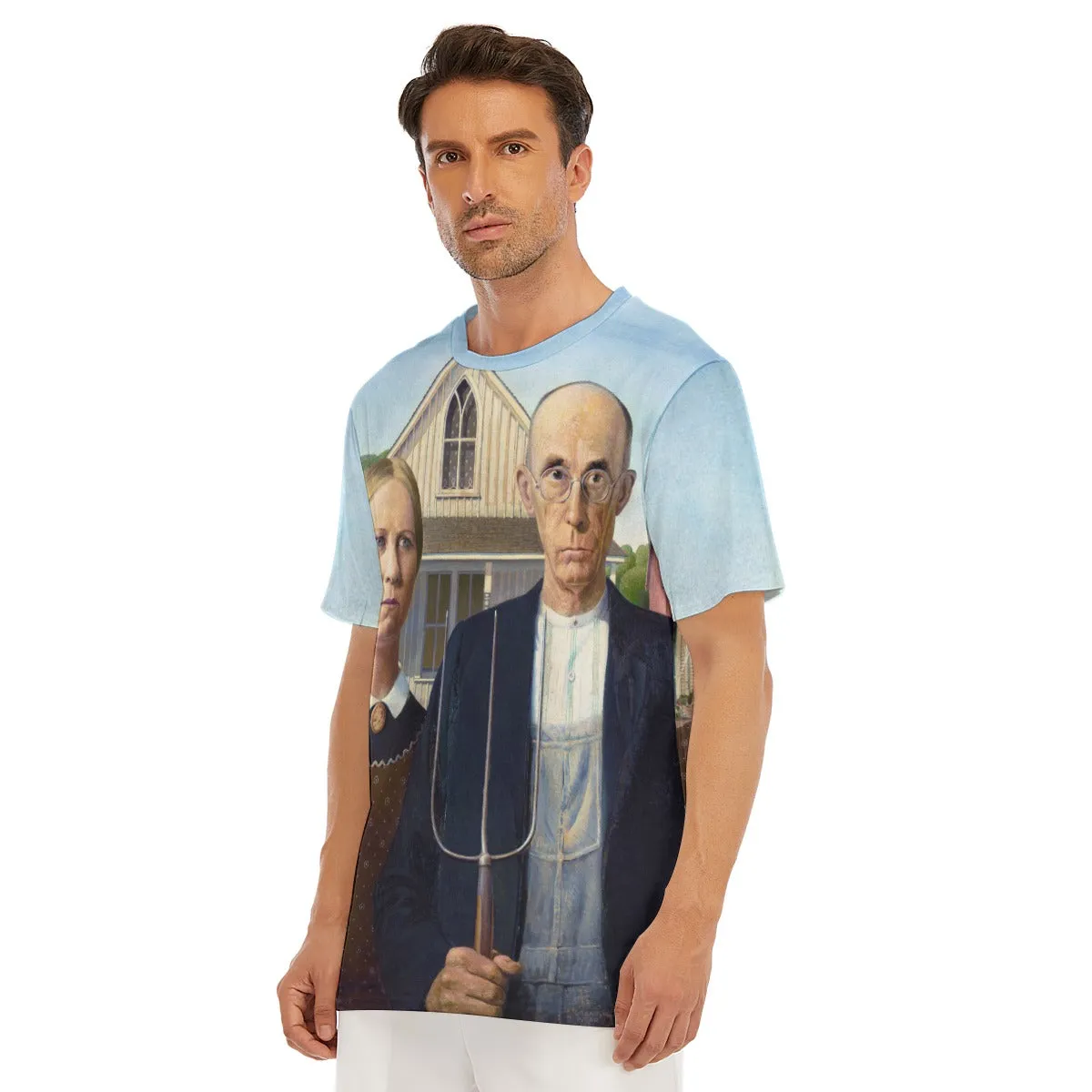 American Gothic by Grant Wood T-Shirt - Image 6