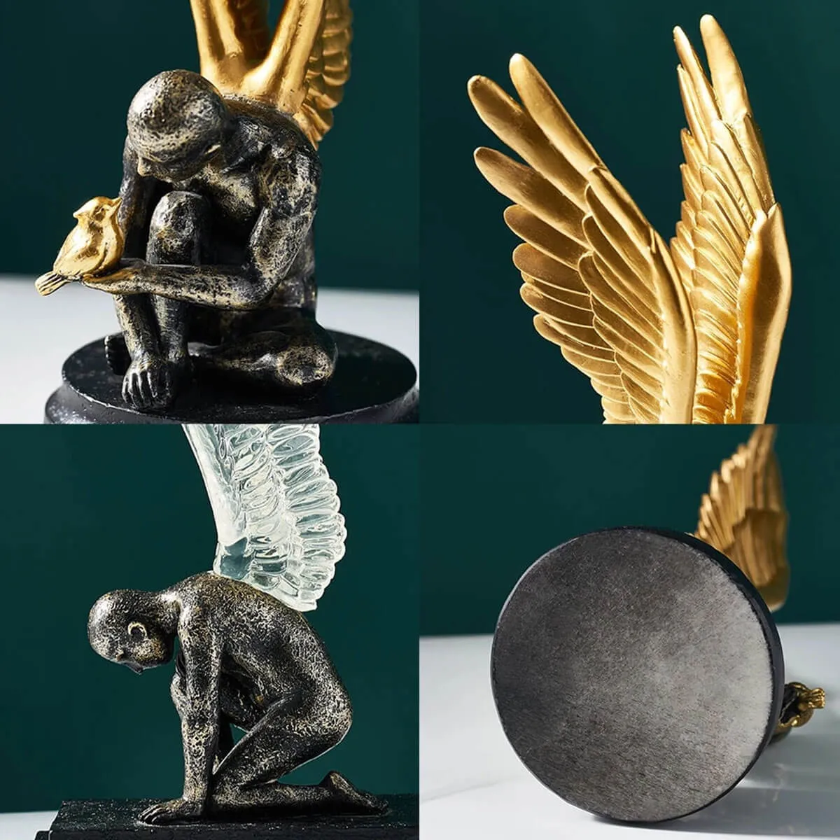 Angel with Golden Wings Statue Abstract Art Sculpture - Image 12