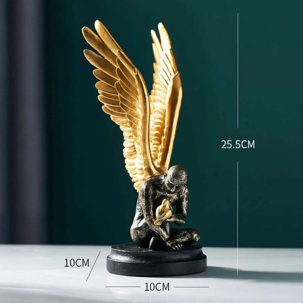 Angel with Golden Wings Statue Abstract Art Sculpture - Image 4