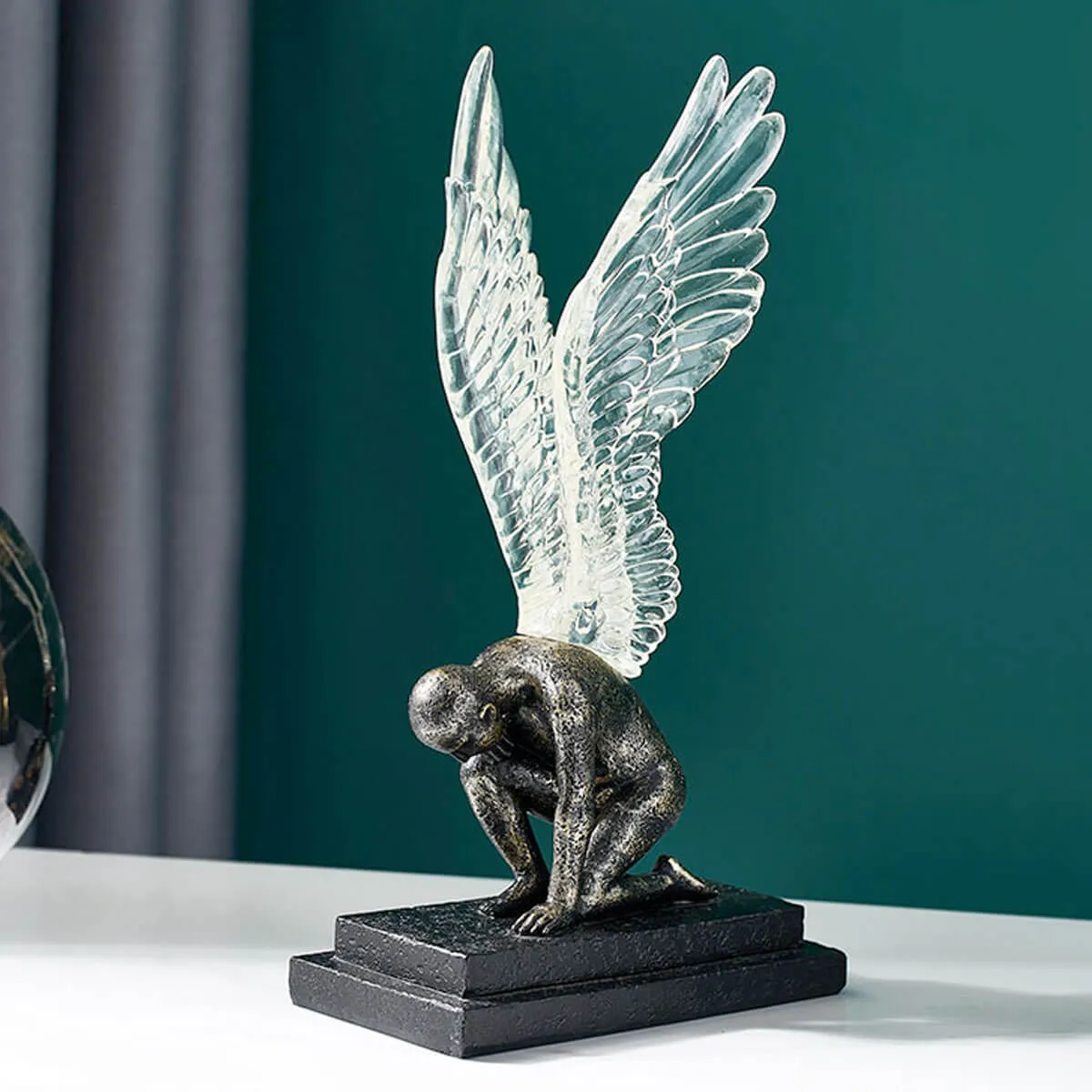 Angel with Golden Wings Statue Abstract Art Sculpture - Image 5