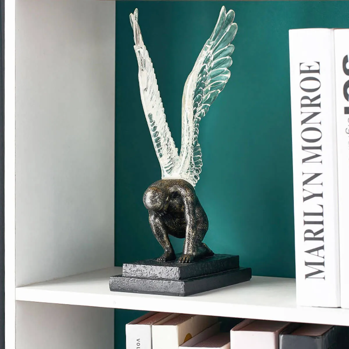 Angel with Golden Wings Statue Abstract Art Sculpture - Image 6