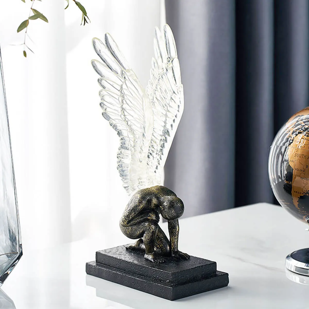 Angel with Golden Wings Statue Abstract Art Sculpture - Image 7