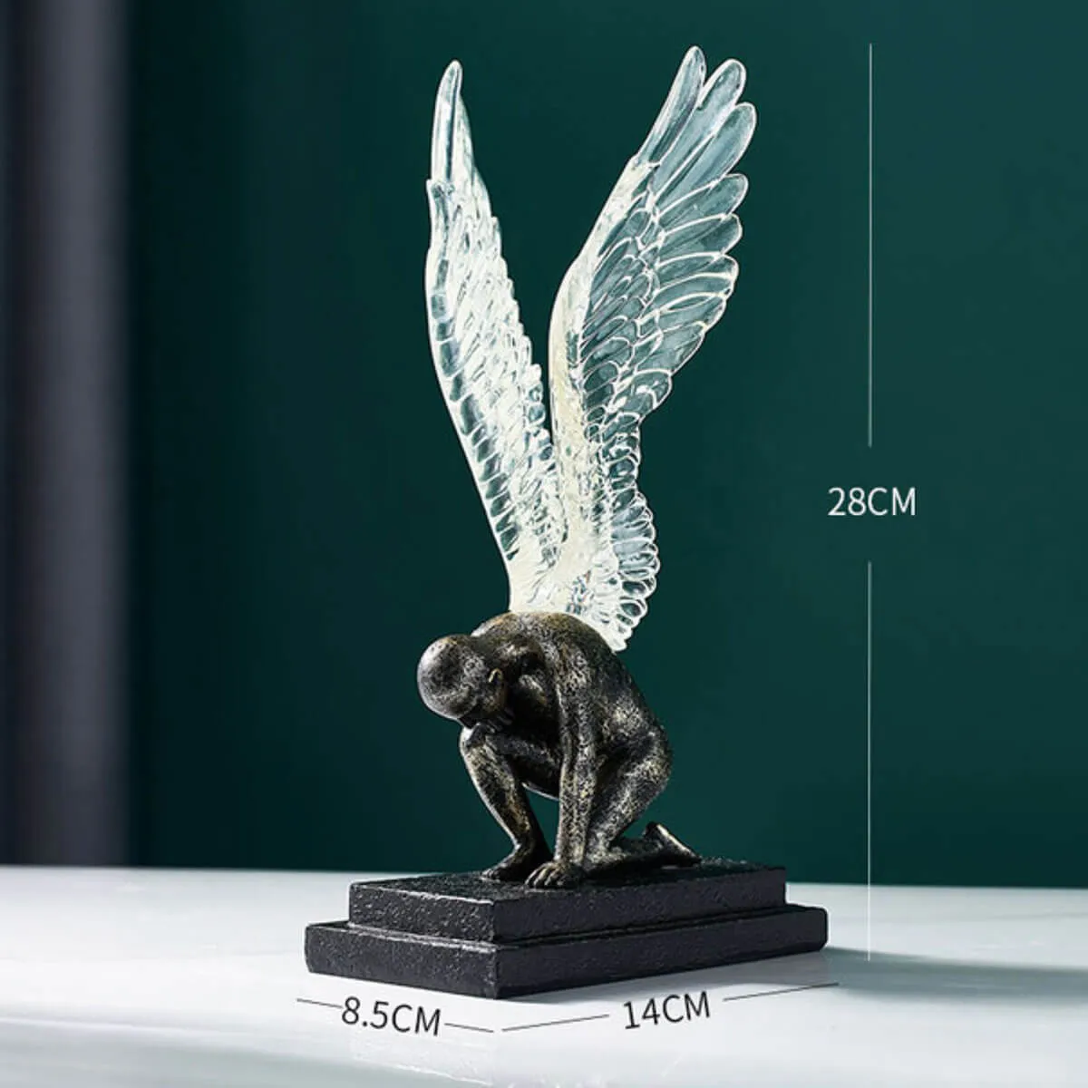Angel with Golden Wings Statue Abstract Art Sculpture - Image 8