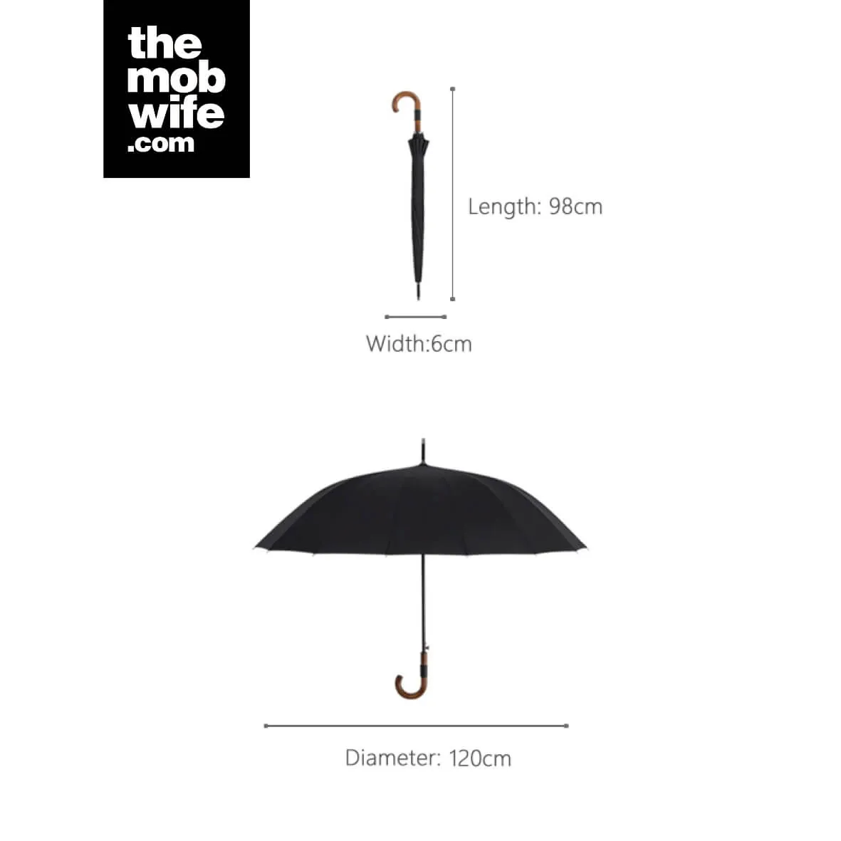 Big Wooden Windproof 16 Ribs Gentleman Umbrella - Image 11