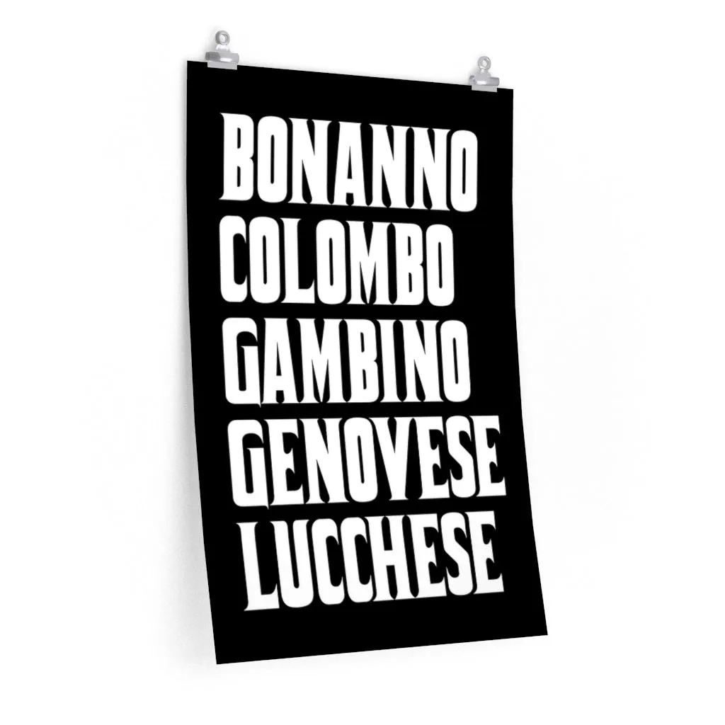 Bonanno Colombo Gambino Genovese Lucchese Five Families Premium Posters - Image 3