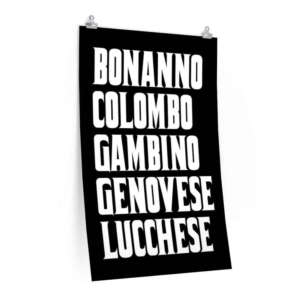 Bonanno Colombo Gambino Genovese Lucchese Five Families Premium Posters - Image 4