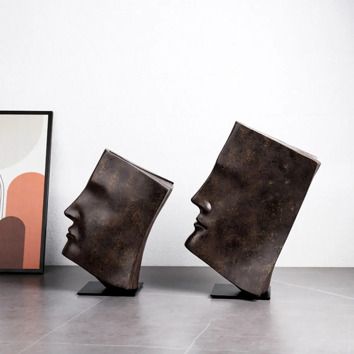 Book Face Figures Resin Abstract Art Sculpture - Image 3