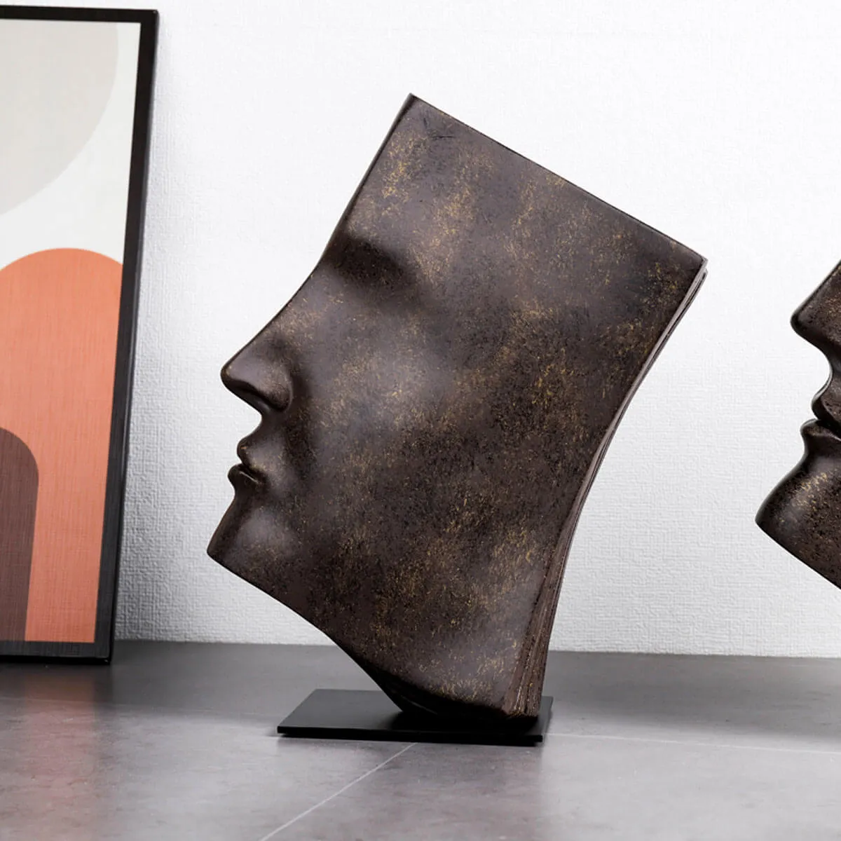 Book Face Figures Resin Abstract Art Sculpture - Image 6