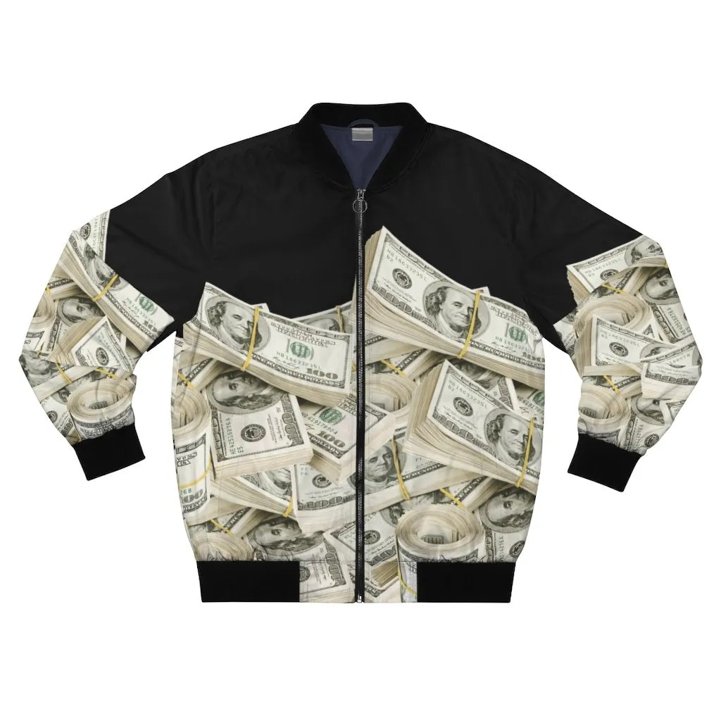 Boss Cash Money Dollar Bill Gangster Bomber Jacket - Image 2