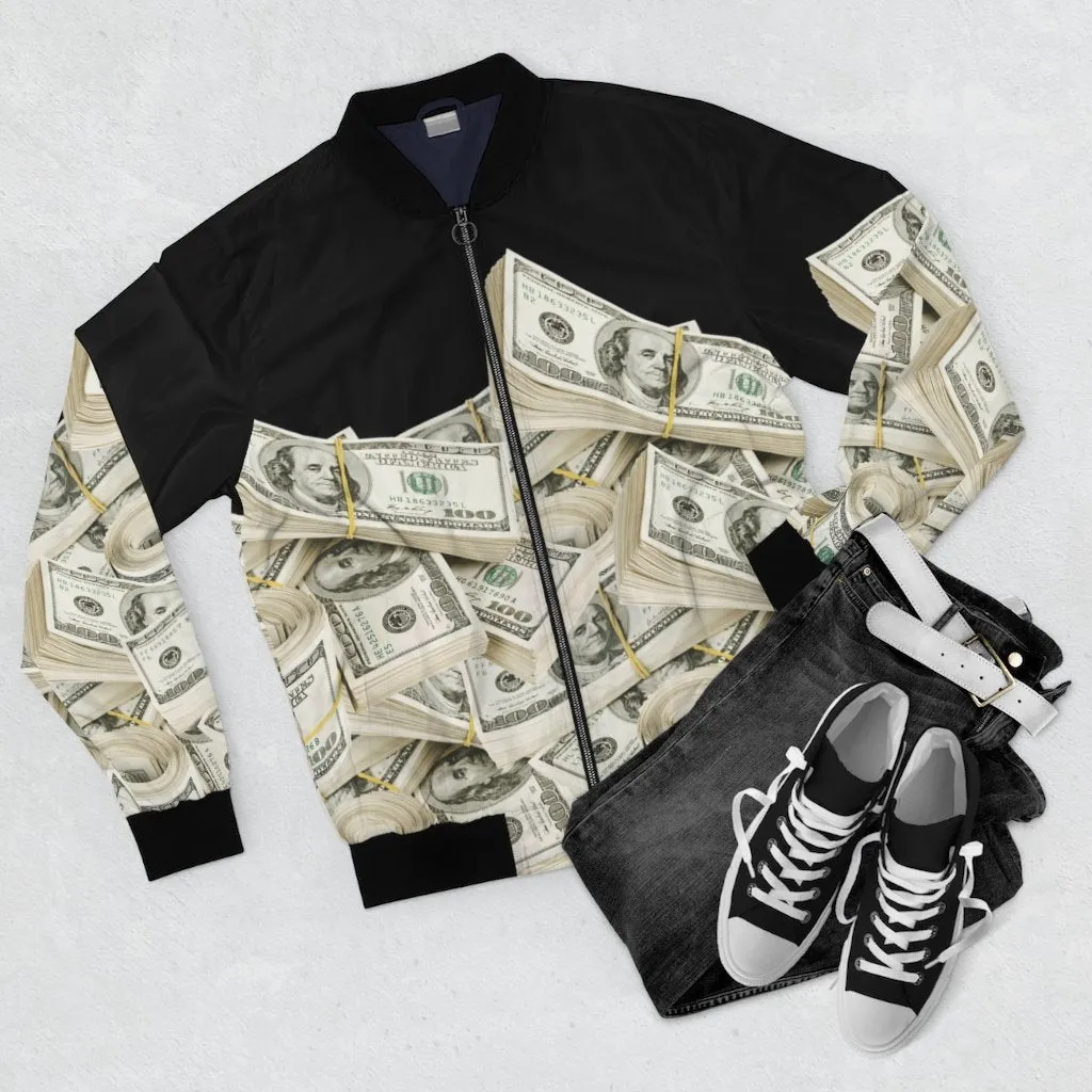 Boss Cash Money Dollar Bill Gangster Bomber Jacket - Image 3