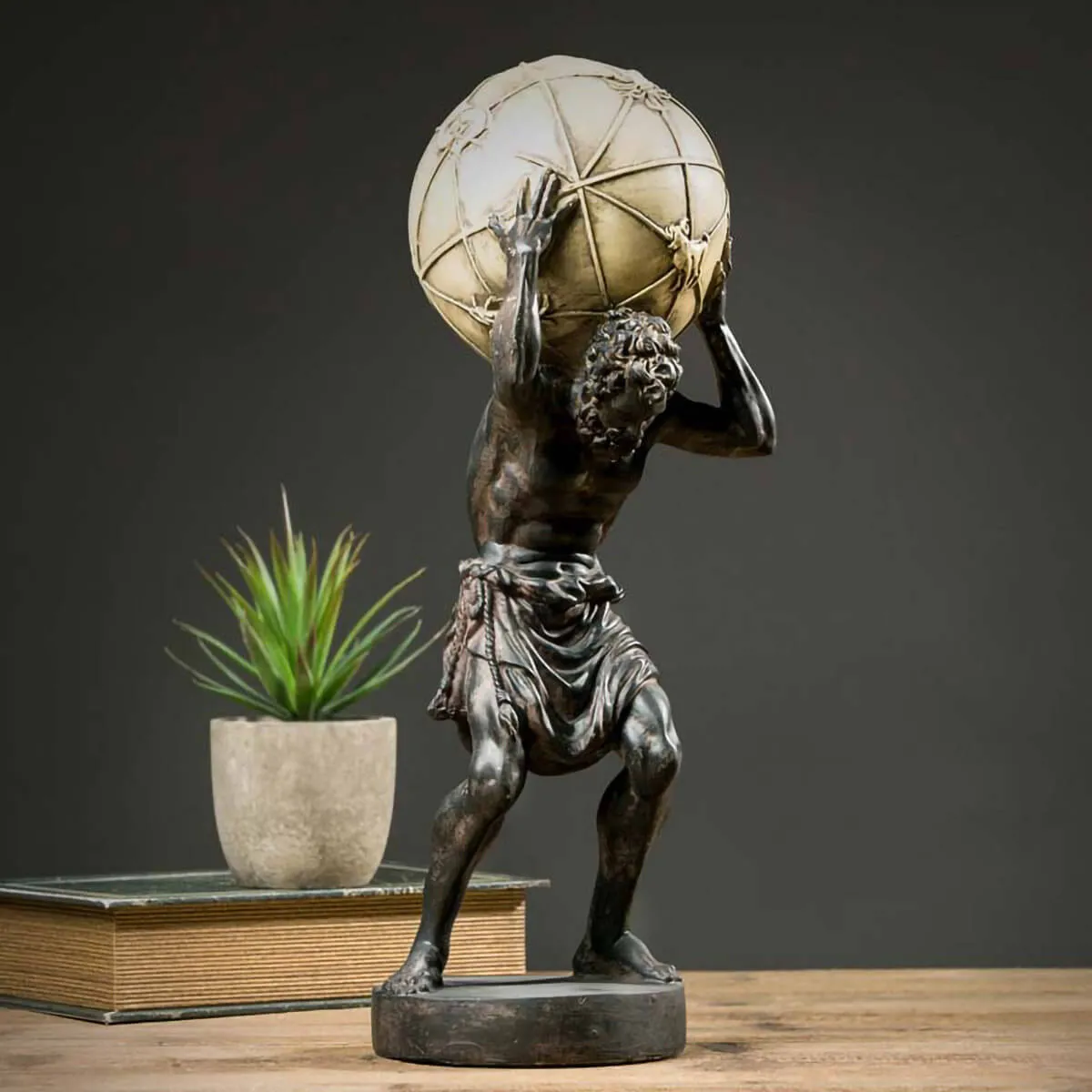 Bronze Greek Titan Atlas Carrying The World Statue