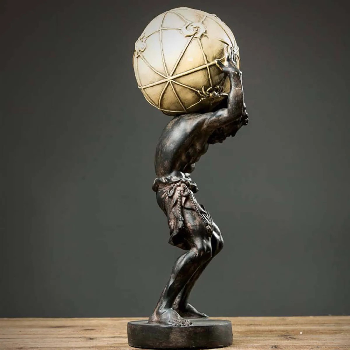 Bronze Greek Titan Atlas Carrying The World Statue - Image 2