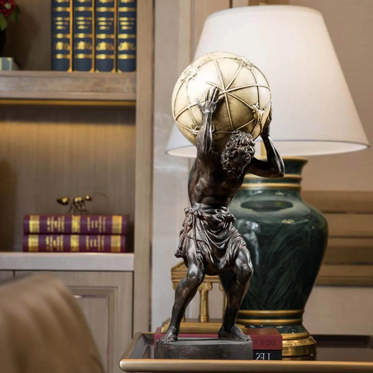 Bronze Greek Titan Atlas Carrying The World Statue - Image 4