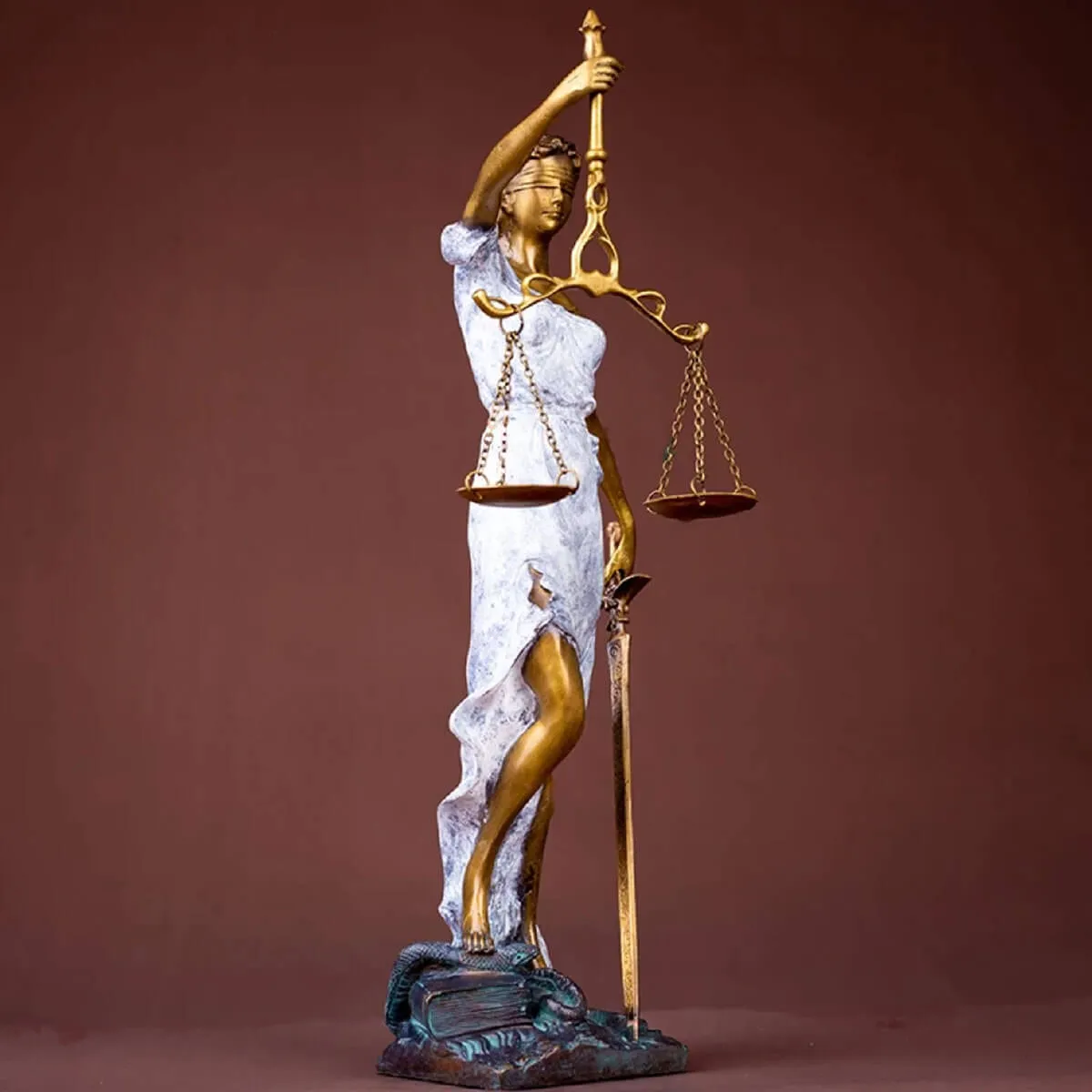 Bronze Lady Goddess of Justice Statue Law Sculpture - Image 2
