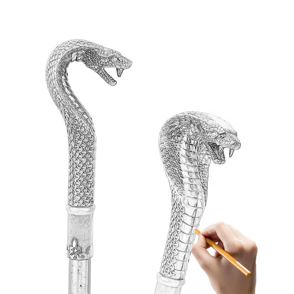 Bronze Luxury Snake Handle Pimp Walking Cane - Image 9