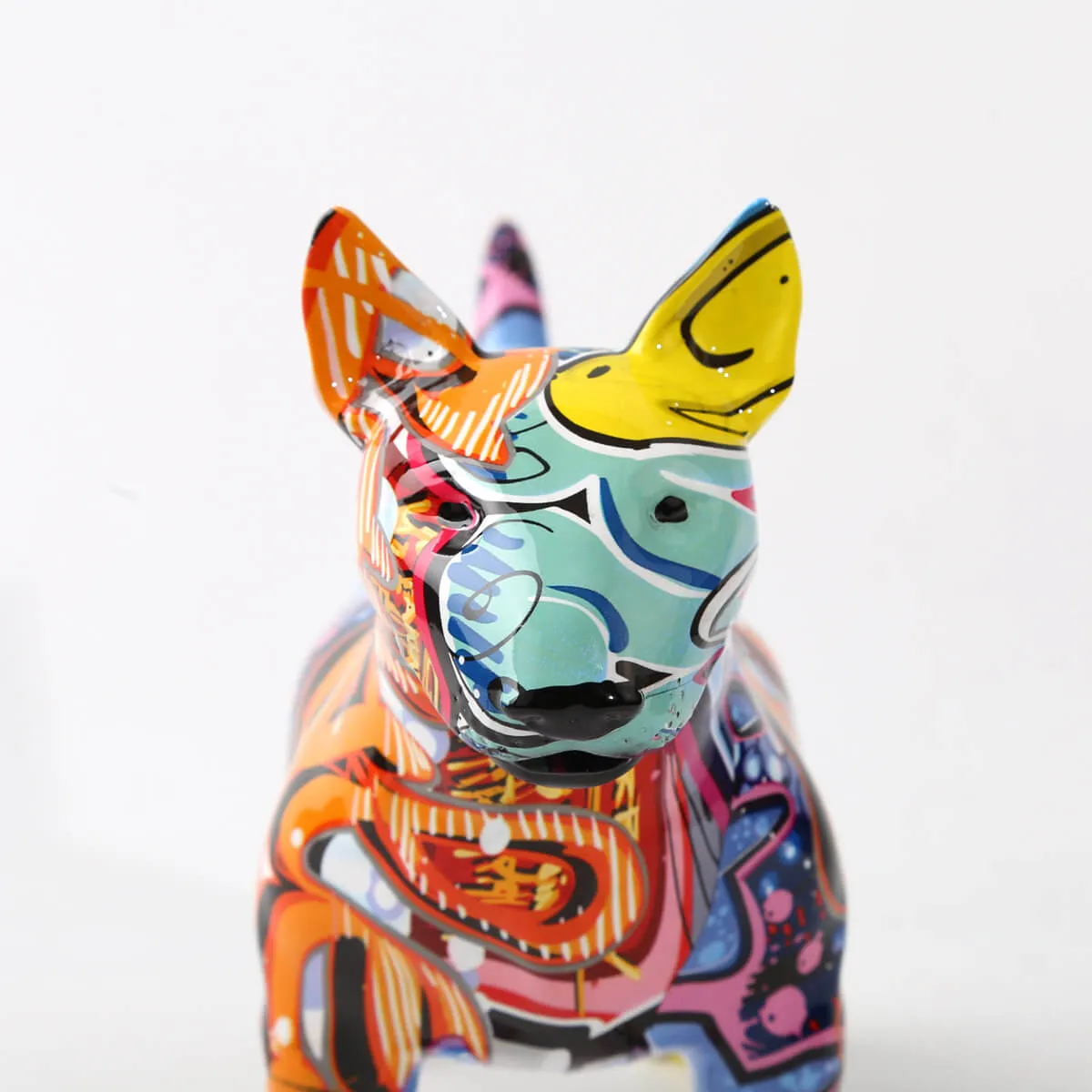 Bull Terrier Statue Colorful Graffiti Art Resin Bullterrier Dog Sculpture - Image 4