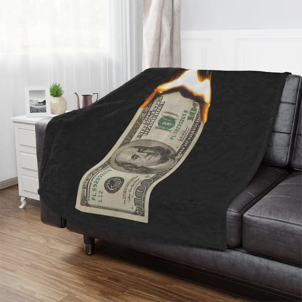 Burn Hundred Dollar Bill Fire Mo Money Gangster Minky Blanket - Image 3