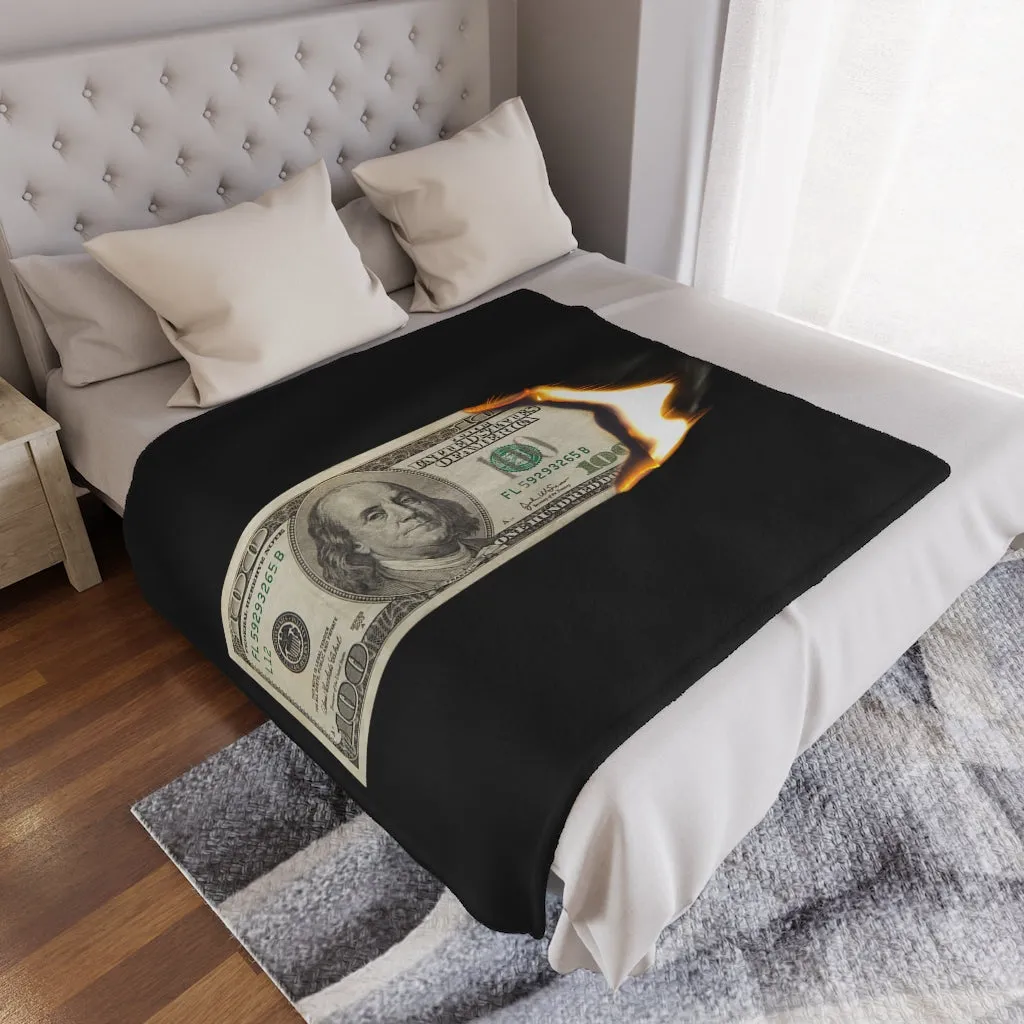 Burn Hundred Dollar Bill Fire Mo Money Gangster Minky Blanket - Image 4
