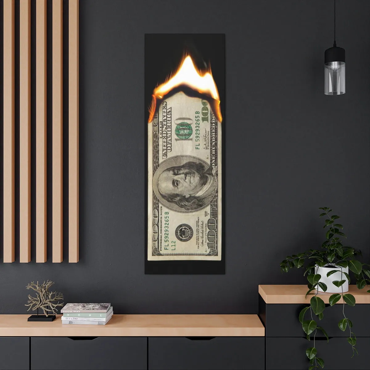 Burning Dollar Cash Money Canvas Gallery Wraps - Image 19