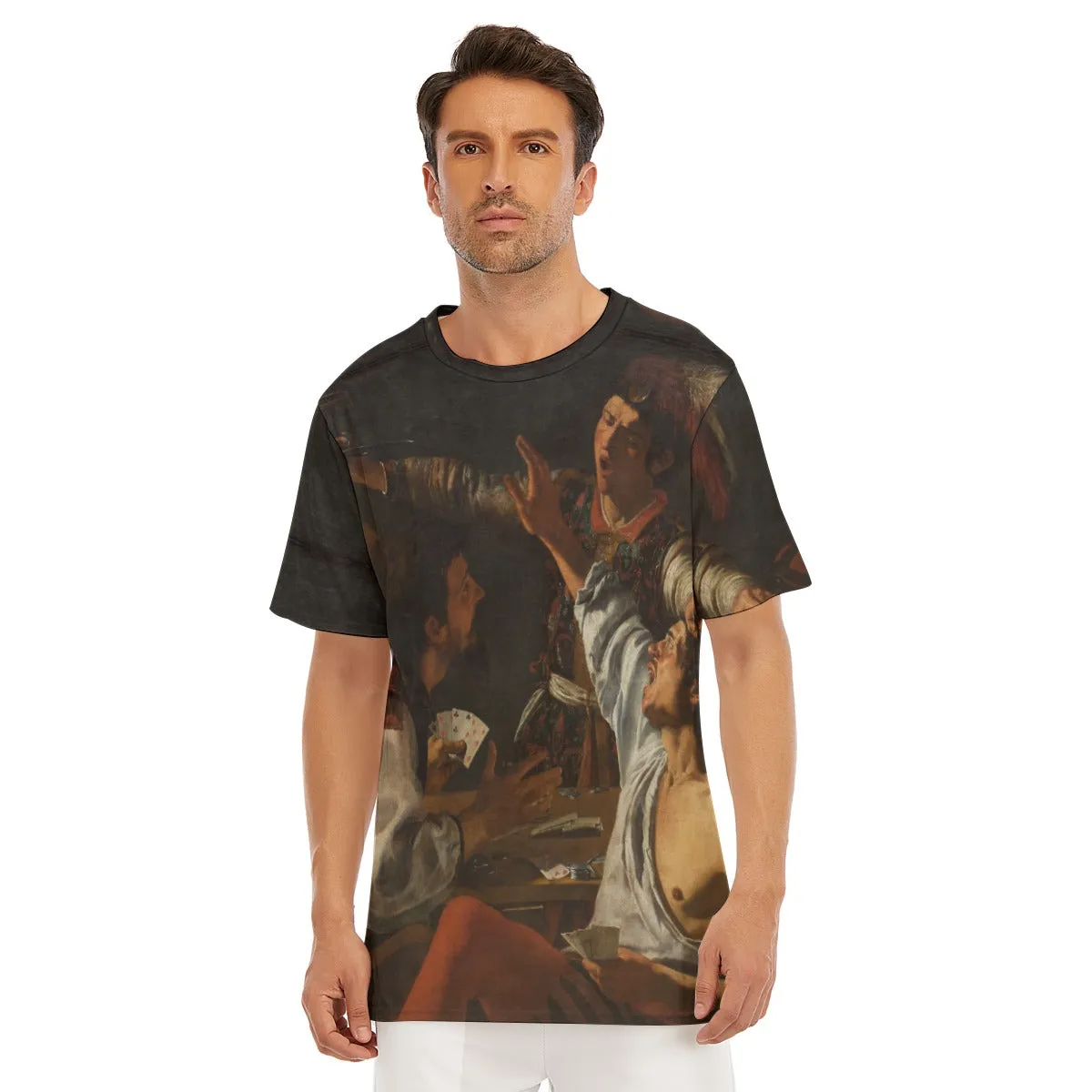 Card and Backgammon Players by Caravaggio T-Shirt - Image 4