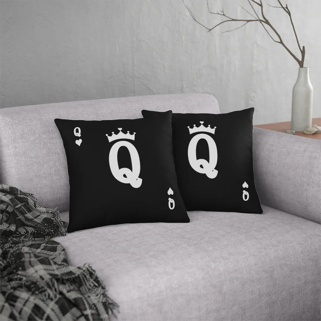 Card Queen's hearts for Real Boss Lady Black Waterproof Pillows - Image 3