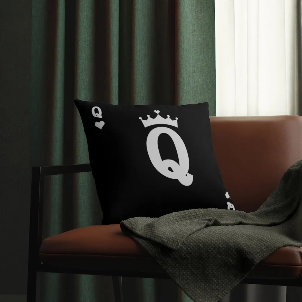 Card Queen's hearts for Real Boss Lady Black Waterproof Pillows - Image 4