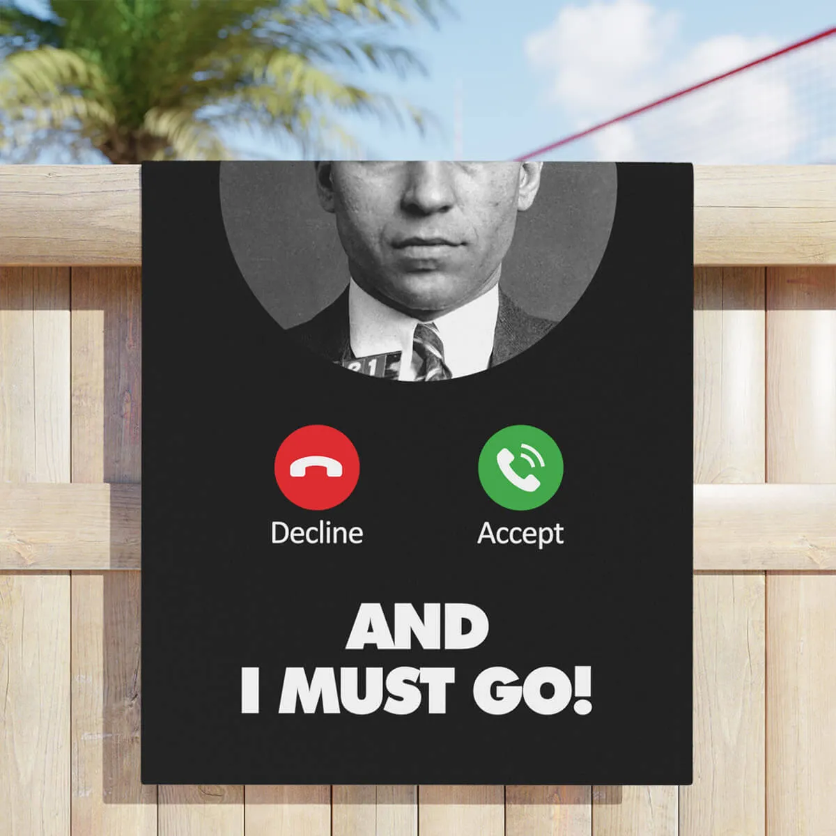 Charles Lucky Luciano is Calling and I Must Go Beach Towel - Image 2