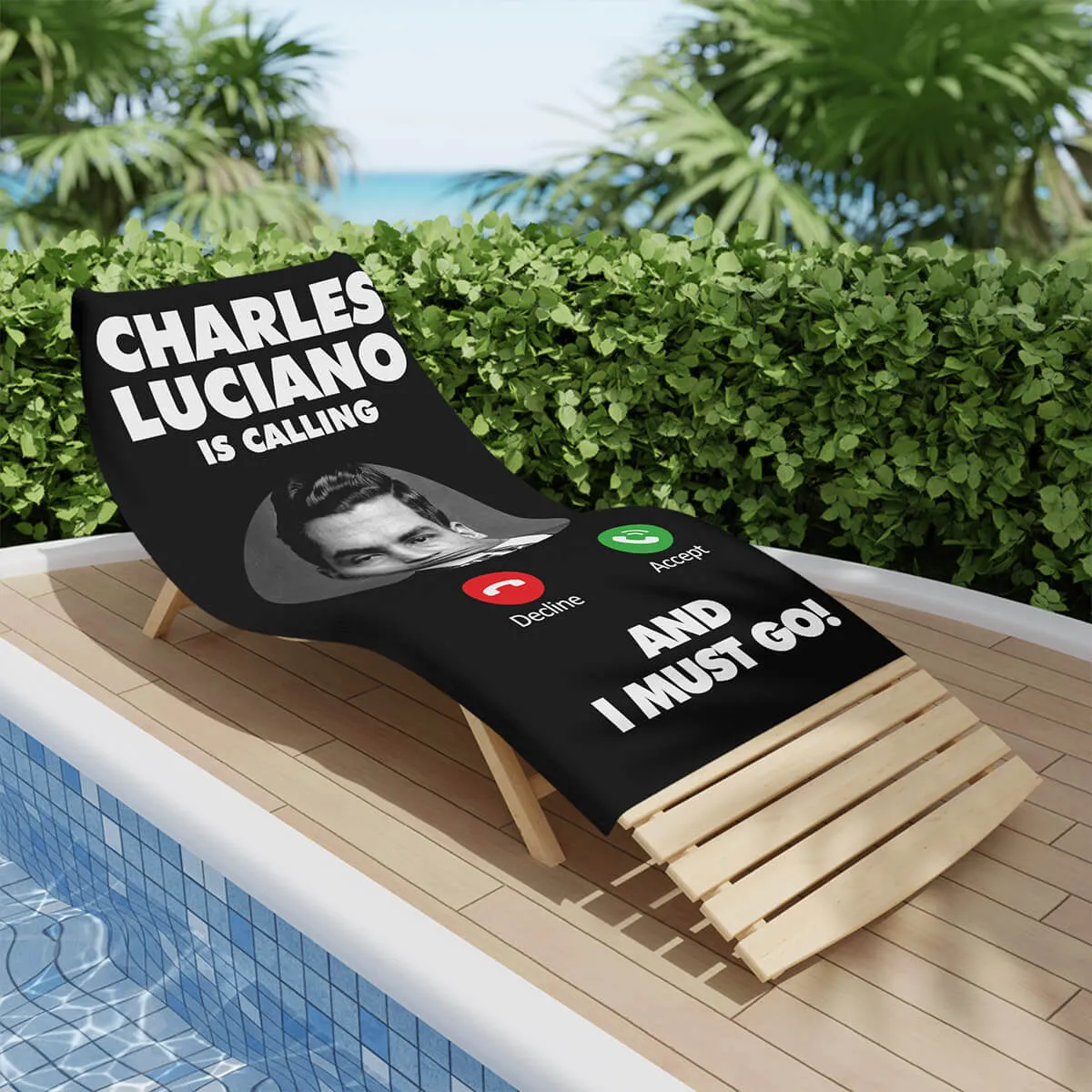 Charles Lucky Luciano is Calling and I Must Go Beach Towel - Image 3