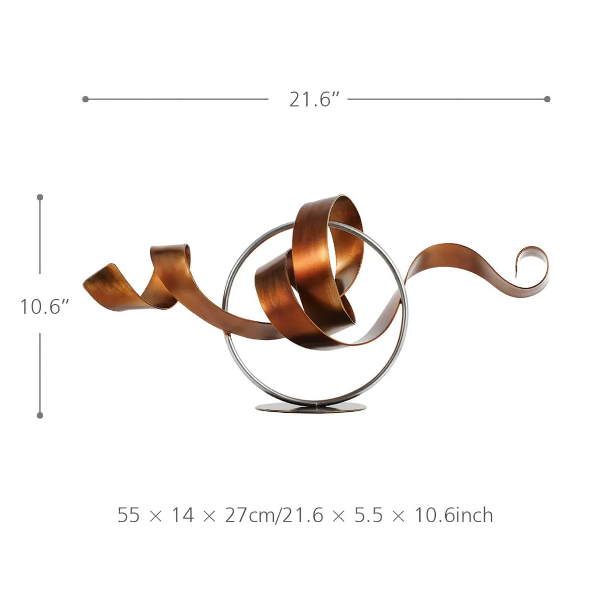 Circle and Ribbon Statue Abstract Sculpture Metal Sculpture Iron - Image 10