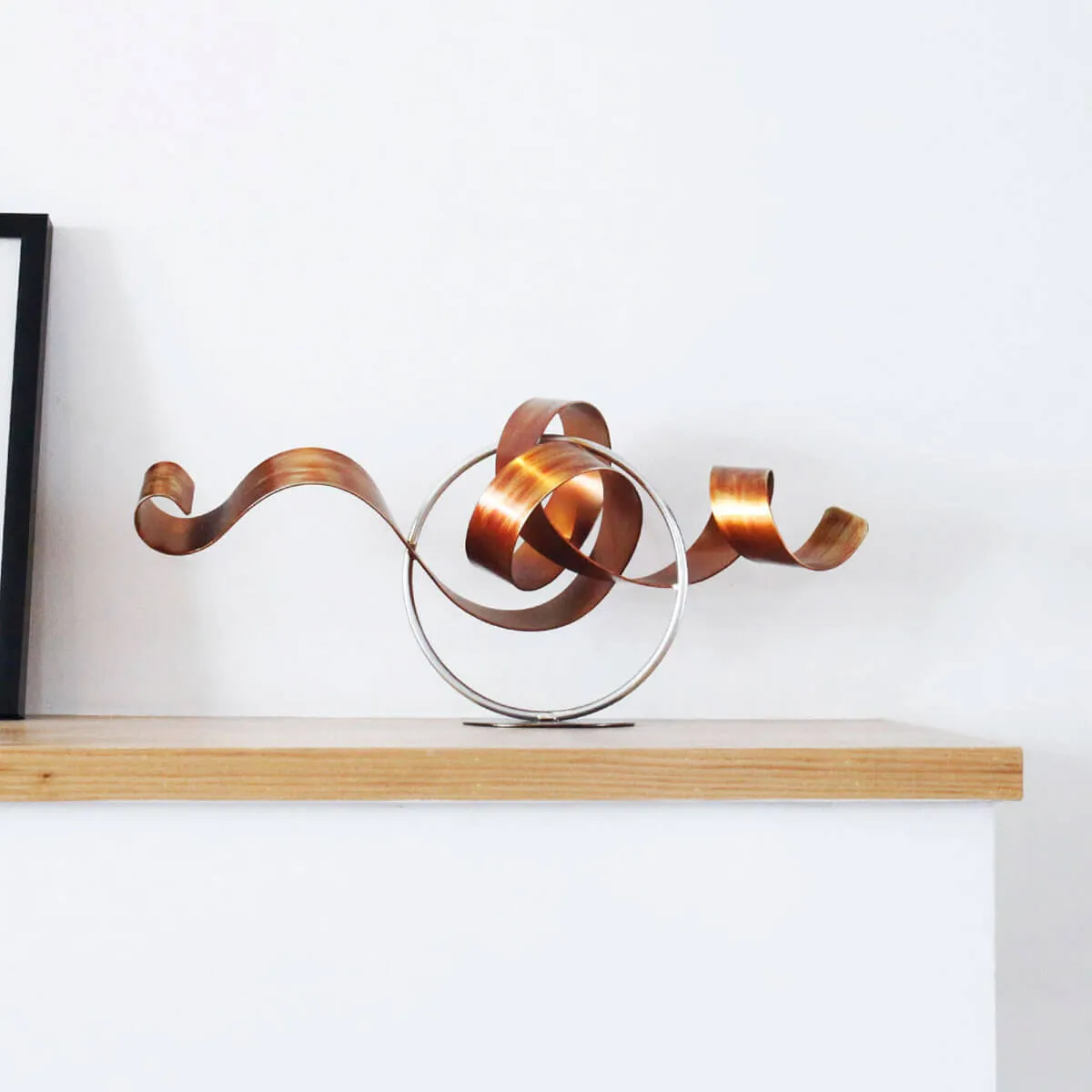 Circle and Ribbon Statue Abstract Sculpture Metal Sculpture Iron - Image 3