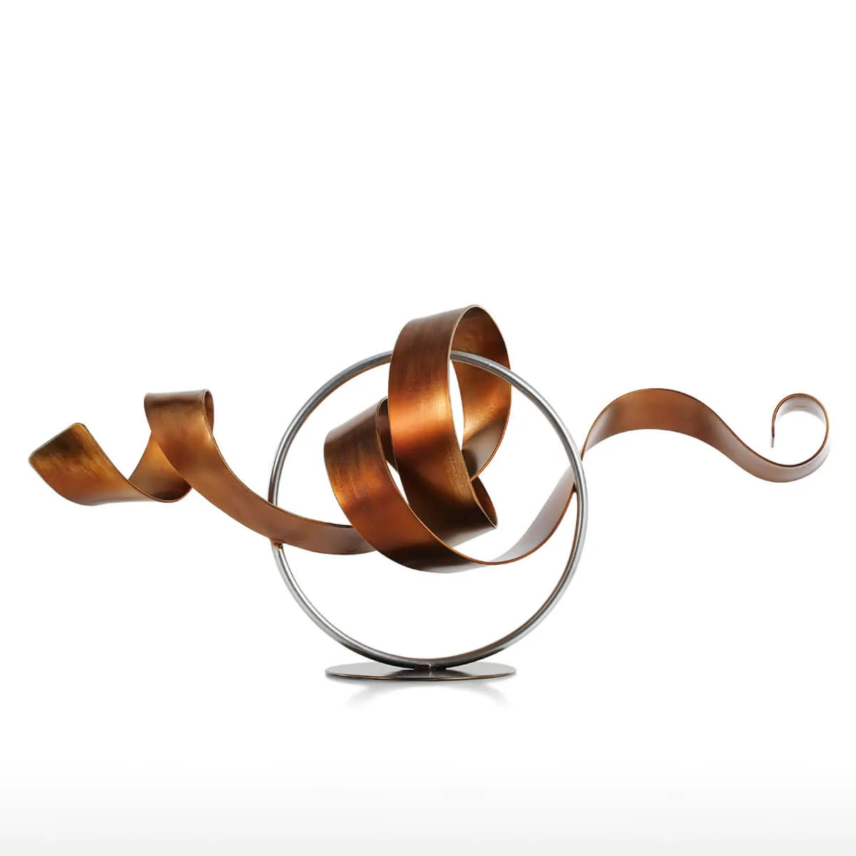 Circle and Ribbon Statue Abstract Sculpture Metal Sculpture Iron - Image 4