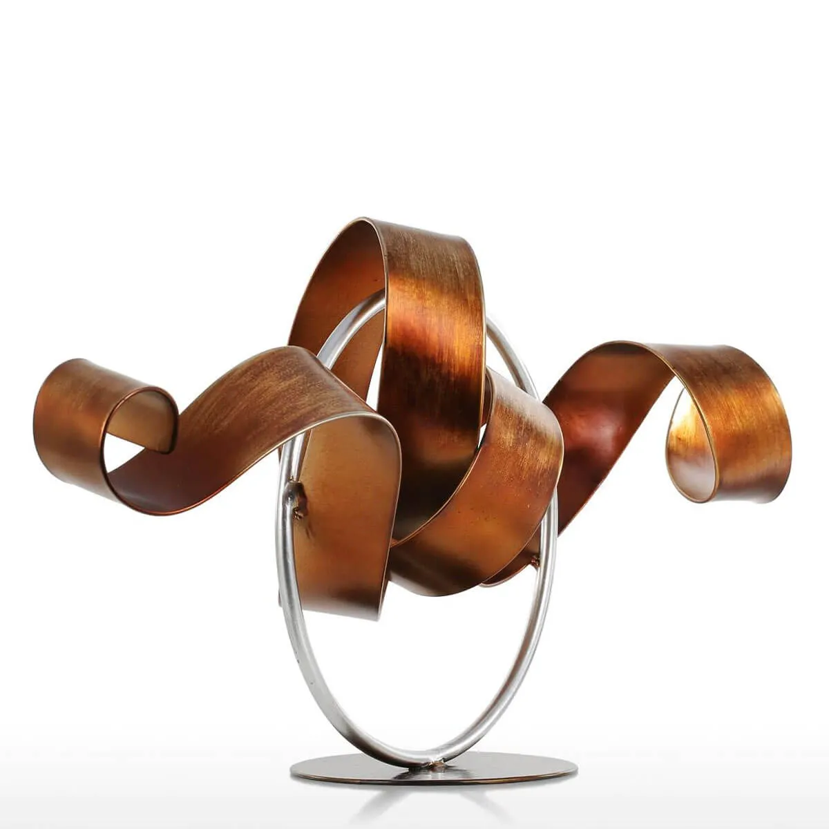 Circle and Ribbon Statue Abstract Sculpture Metal Sculpture Iron - Image 5