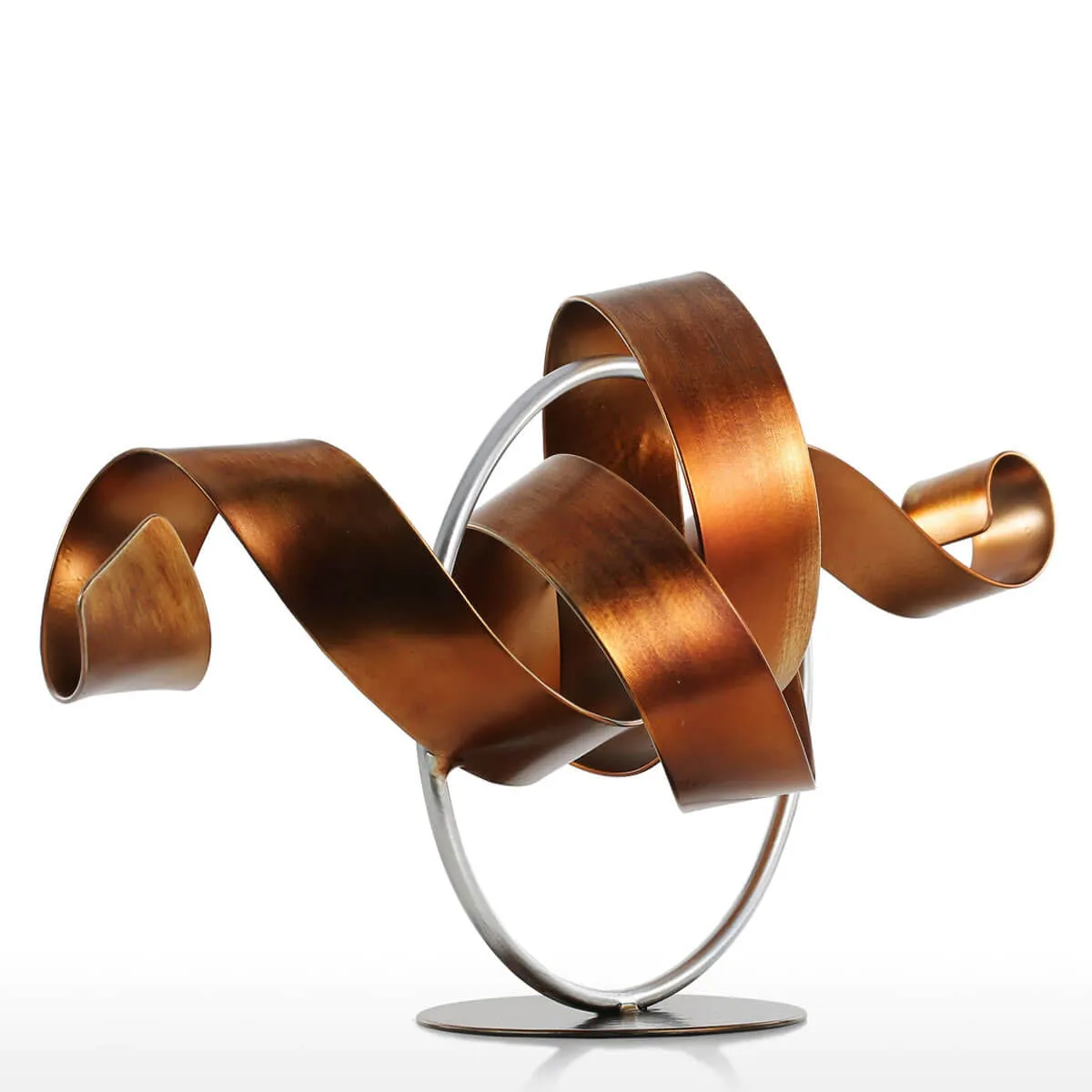 Circle and Ribbon Statue Abstract Sculpture Metal Sculpture Iron - Image 6