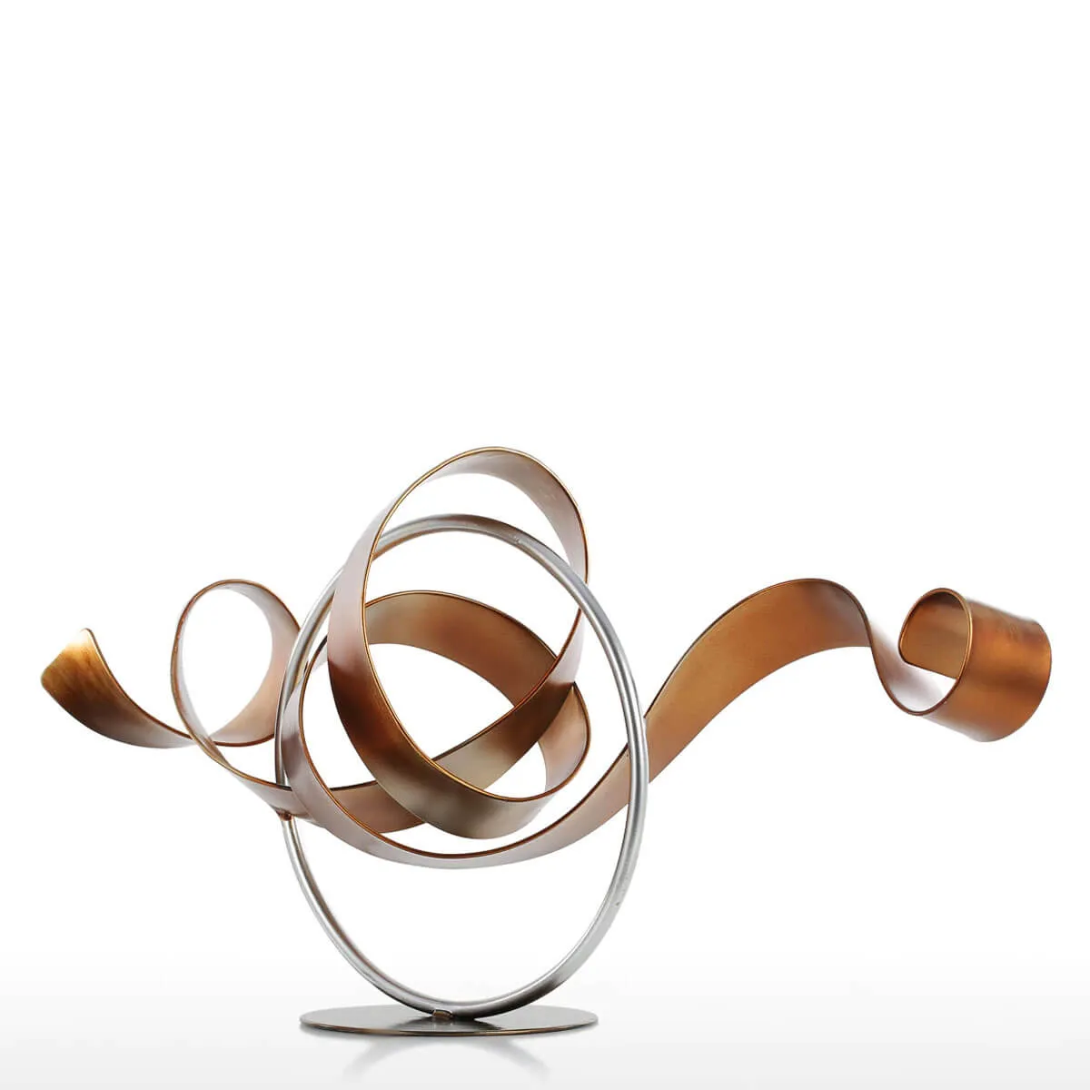 Circle and Ribbon Statue Abstract Sculpture Metal Sculpture Iron - Image 7