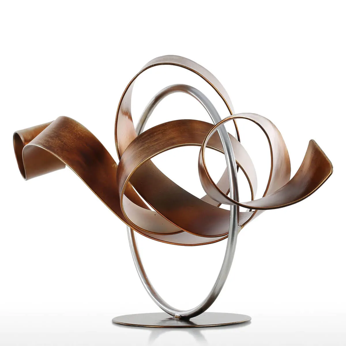 Circle and Ribbon Statue Abstract Sculpture Metal Sculpture Iron - Image 8