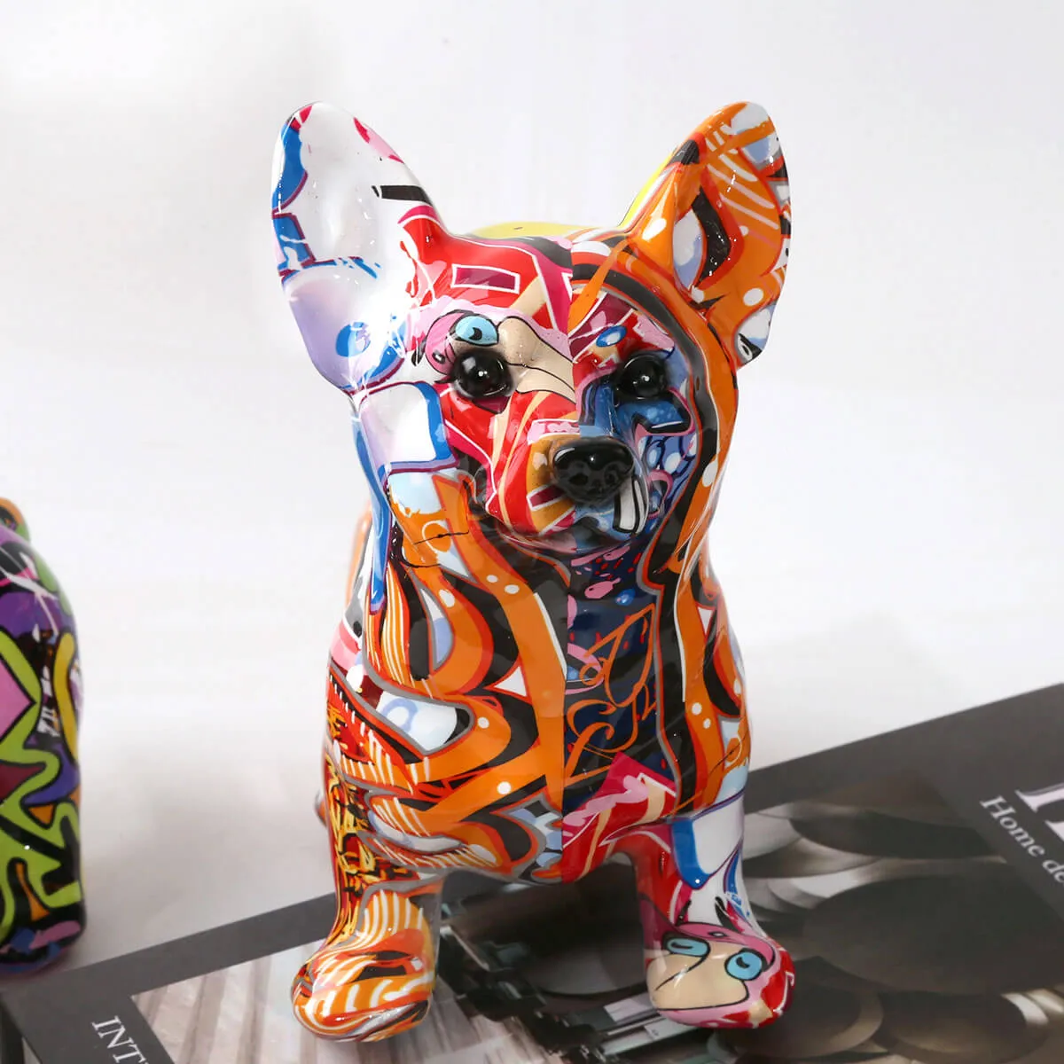 Corgi Dog Statue Colorful Graffiti Art Sculpture - Image 4
