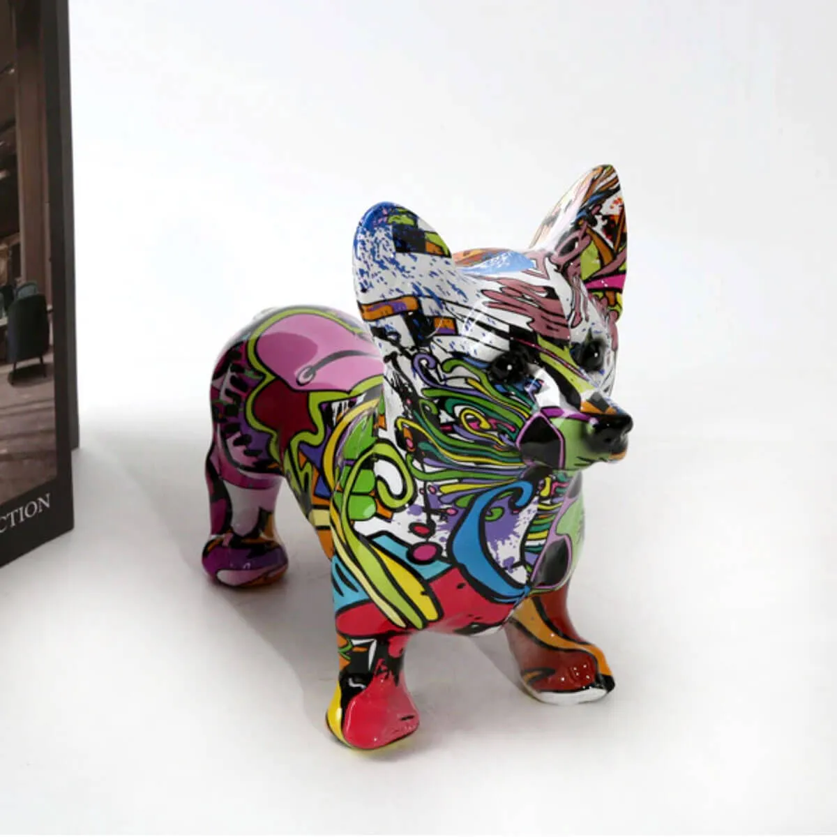Corgi Dog Statue Colorful Graffiti Art Sculpture - Image 7