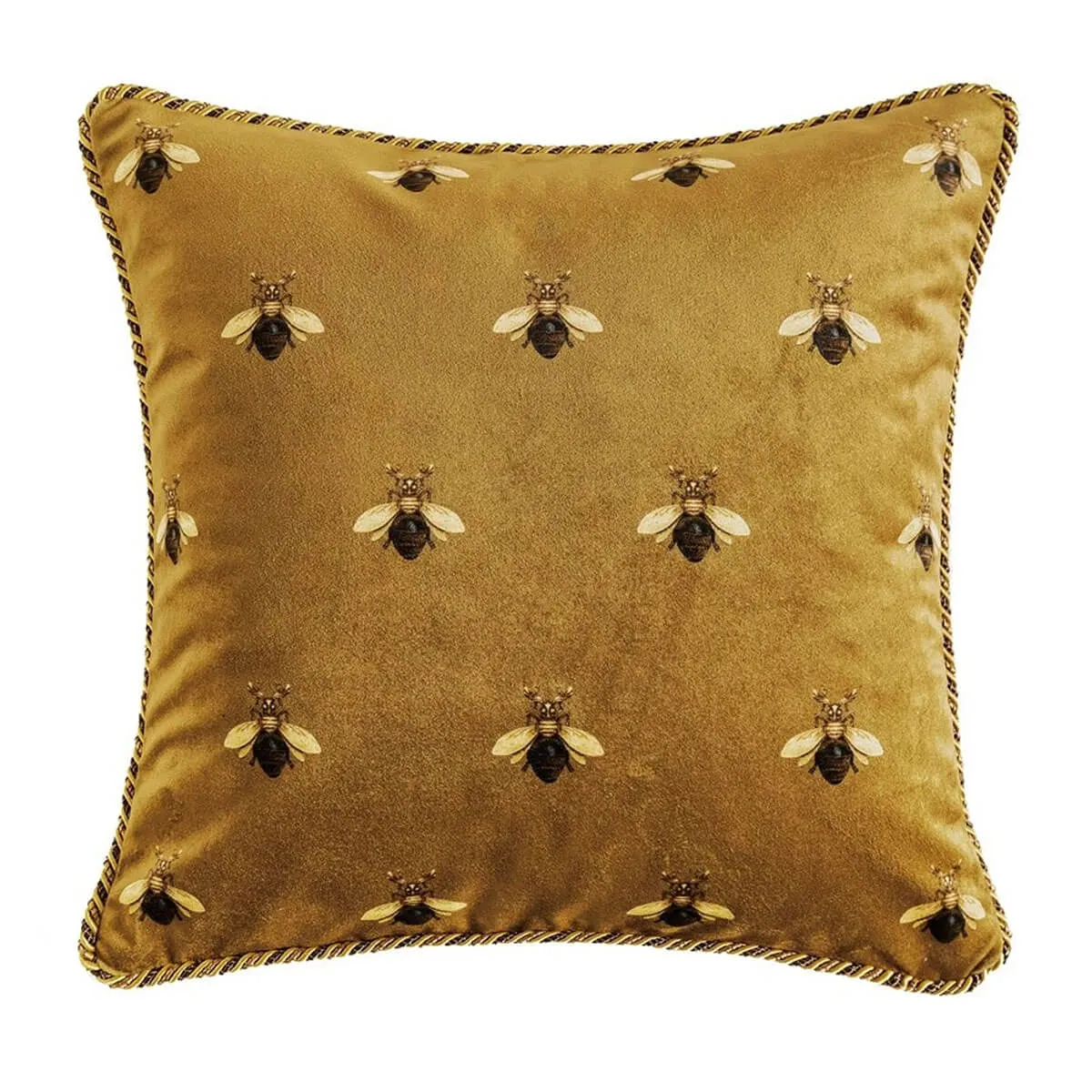 Cushion Cover Decorative Pillow Case Luxury Art Gold Yellow Bee Velvet Soft - Image 2