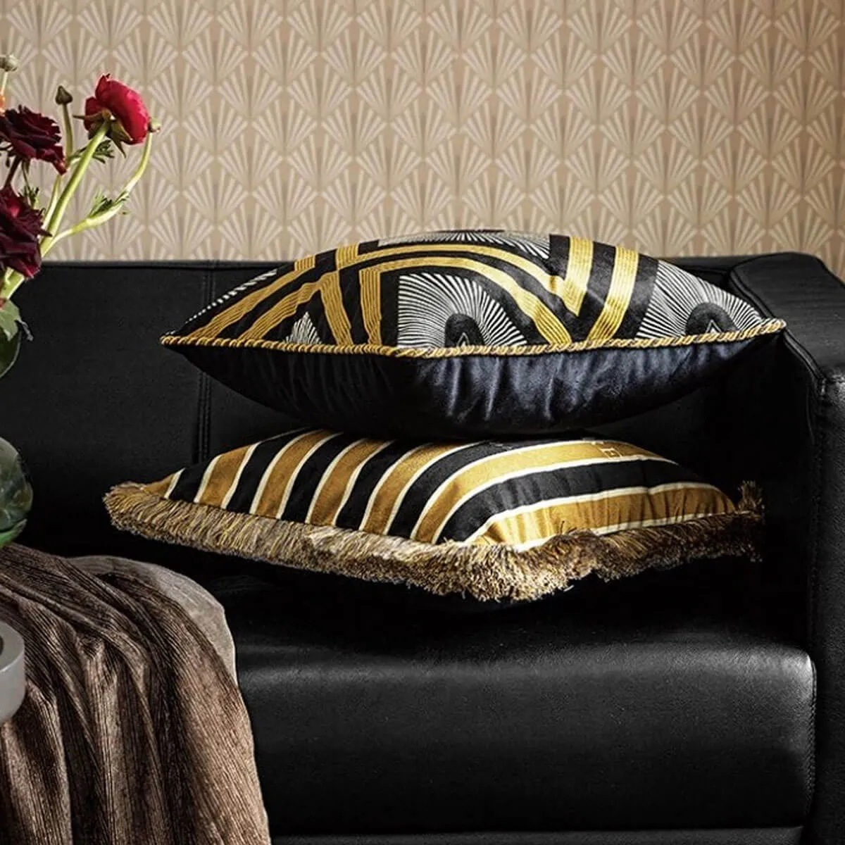 Cushion Cover Decorative Pillow Case Luxury Art Gold Yellow Bee Velvet Soft - Image 8