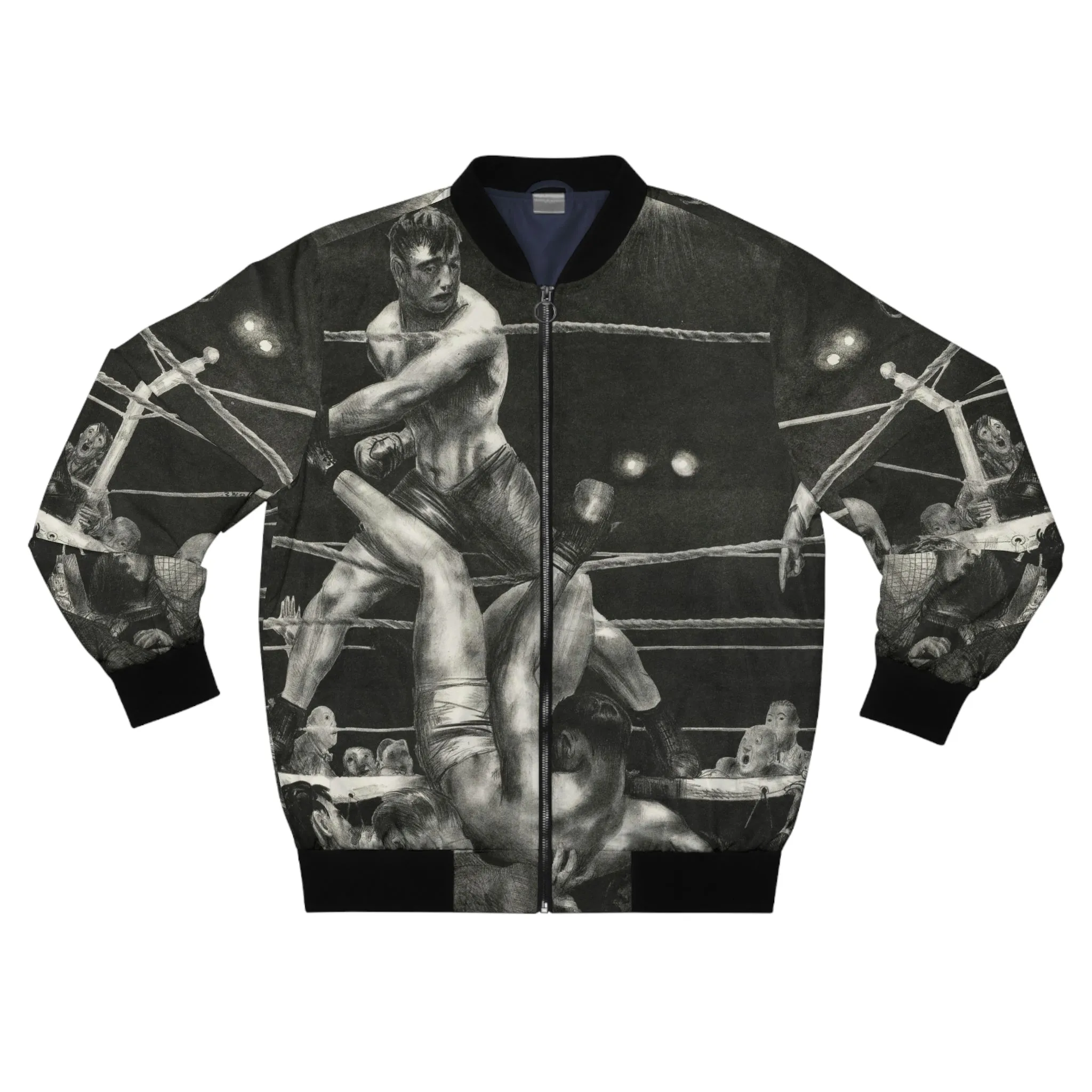 Dempsey and Firpo George Bellows Boxing Art Bomber Jacket - Image 2