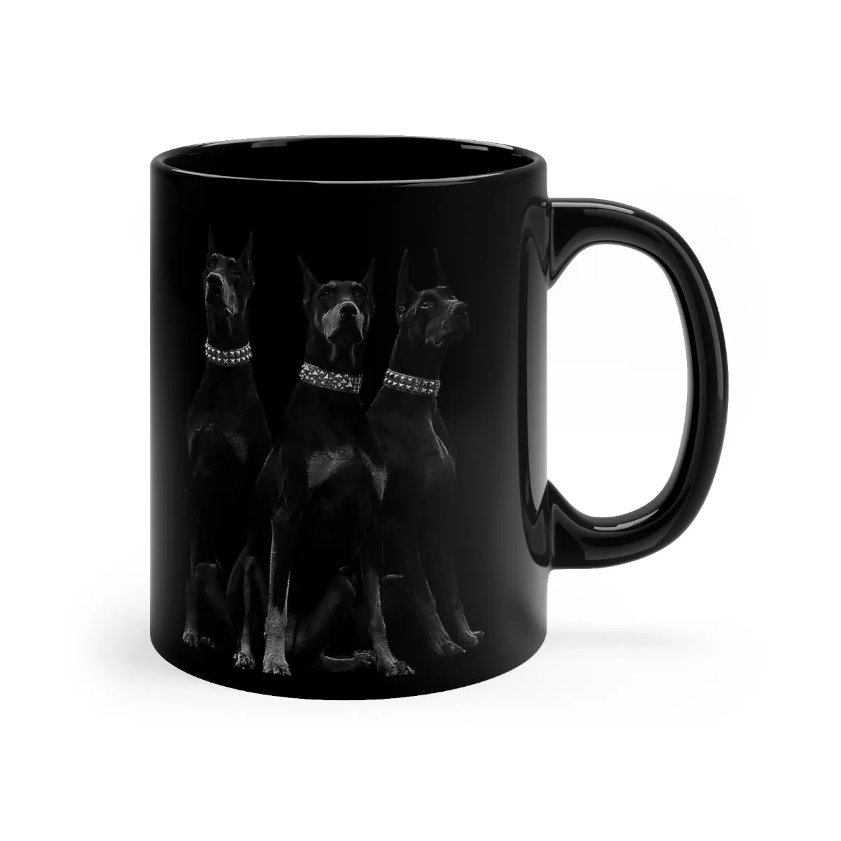 Dobermans Pinscher Gangster Dog Art Black mug 11oz - Image 3