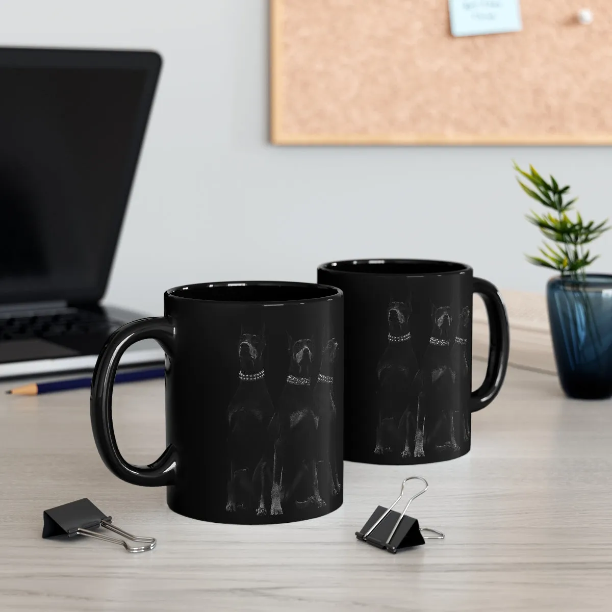 Dobermans Pinscher Gangster Dog Art Black mug 11oz - Image 5