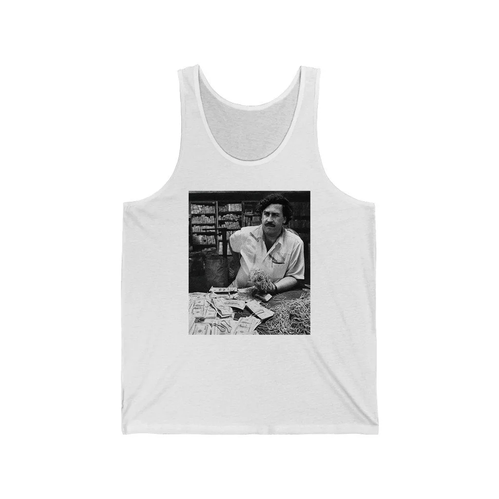 Don Pablo Escobar and his Money on the table Tank Top - Image 2