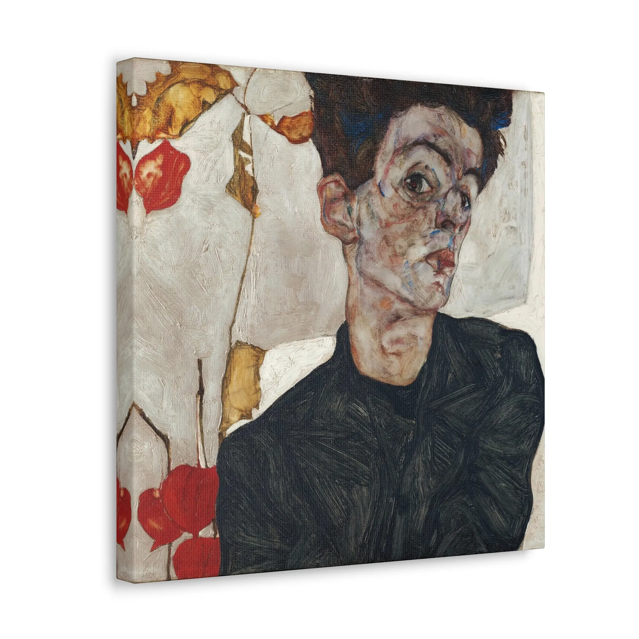 Egon Schiele's Self-Portrait with Physalis Canvas Gallery Wraps - Image 3