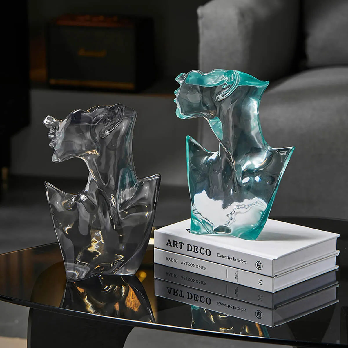 Elegant Transparent Portrait Modern Sculpture
