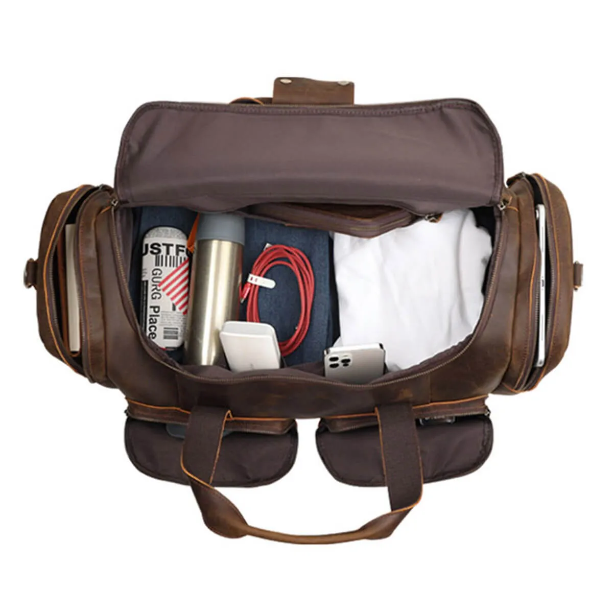Extra Large Genuine Leather Travel Duffel Bag - Image 5
