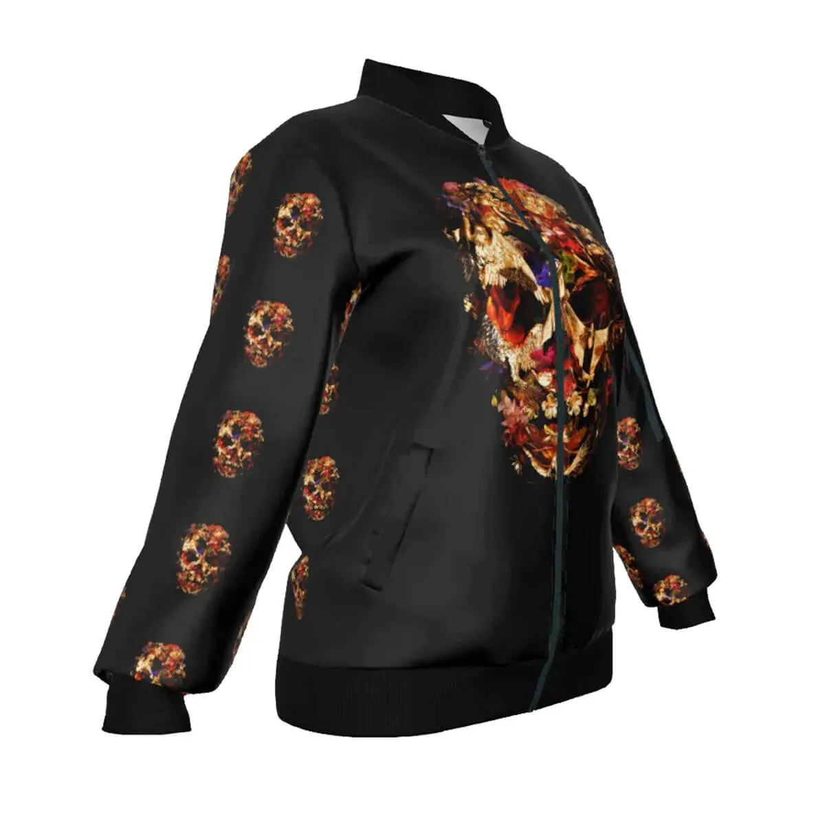Fashion Golden Floral Skull Women's Jacket - Image 3